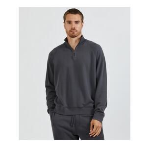 Atm Anthony Thomas Melillo Cotton Quarter Zip Sweatshirt Flint Size L 400122